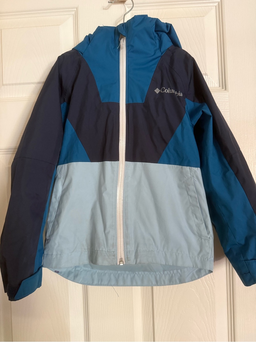 Columbia Kids Blue Colorblock Hooded Rain Jacket